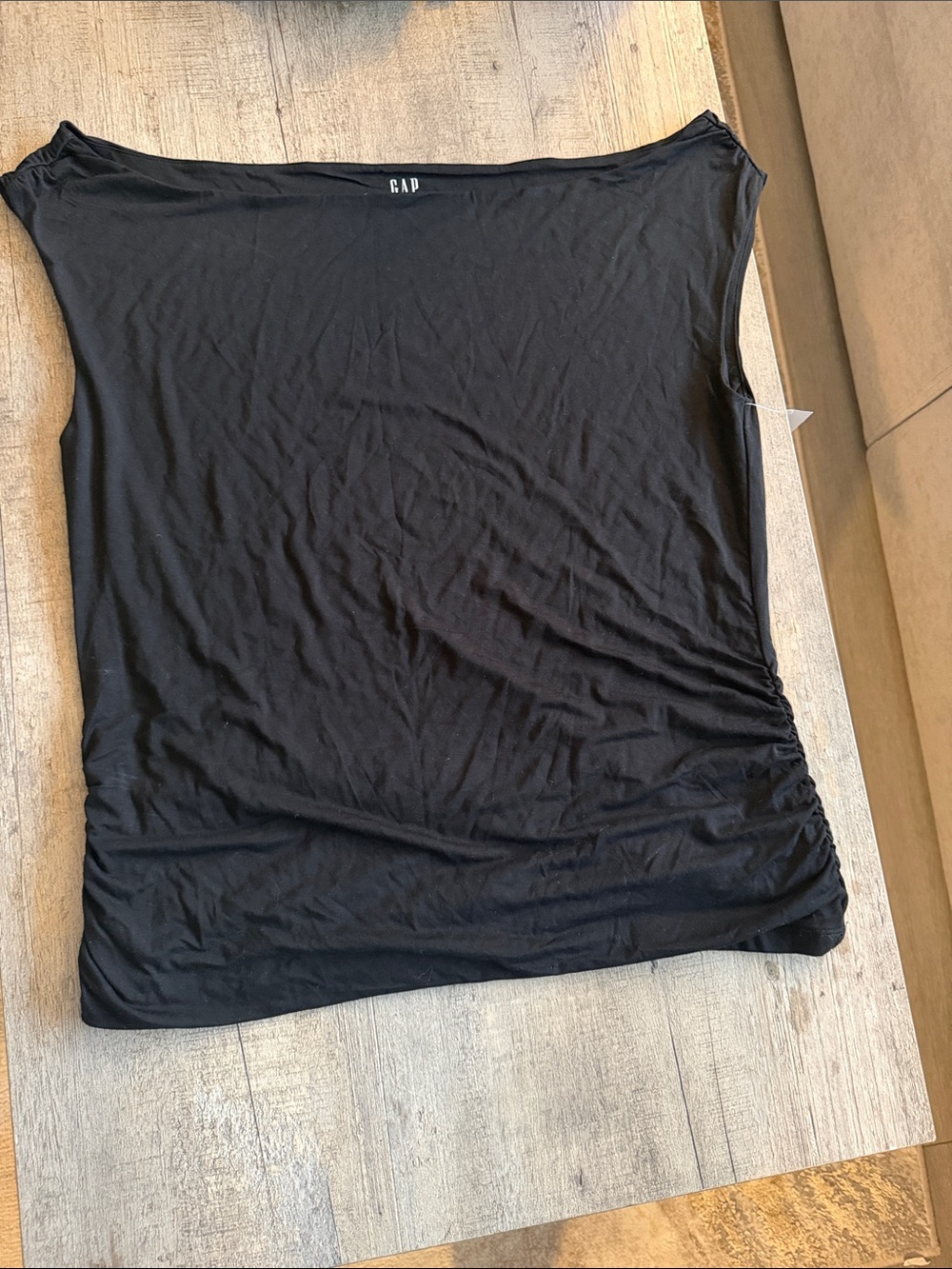 GAP Black Side-Ruched Boatneck Tunic Top (Tall)